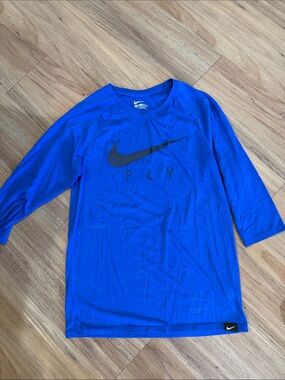 Nike Royal Blue Long Sleeve Tee with Black Swoosh 'FLY'